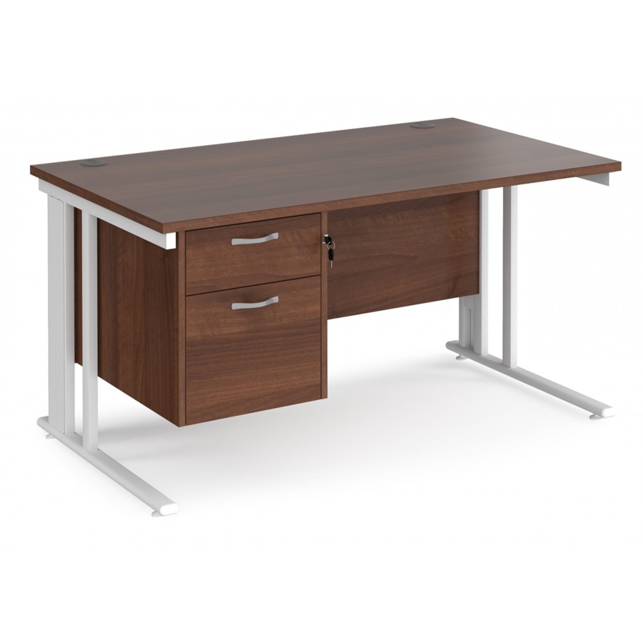 Maestro Cable Managed 800mm Desk with Two Drawer Pedestal